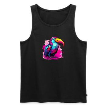 Synthwave Toucan - Débardeur bio Premium Homme - noir - Devant - Michal (187cm)