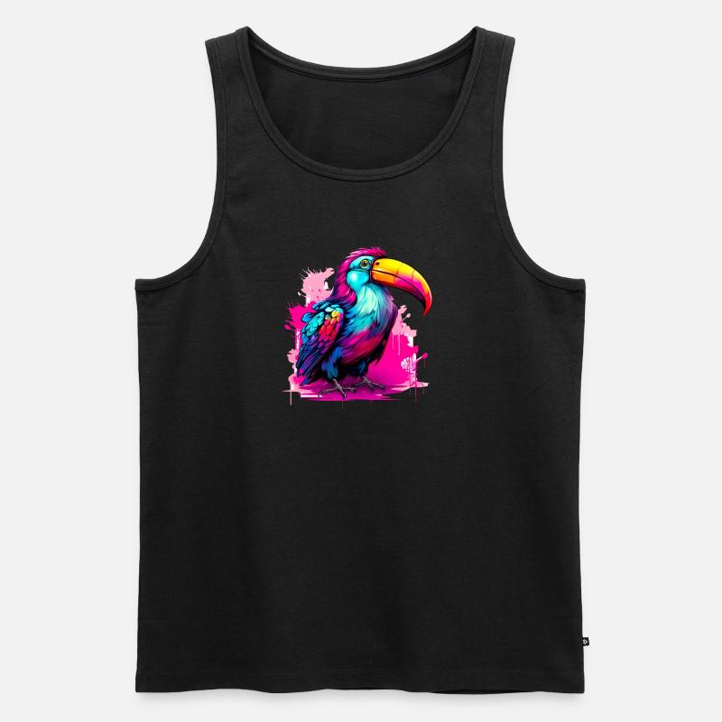 Synthwave Toucan - Débardeur bio Premium Homme - noir