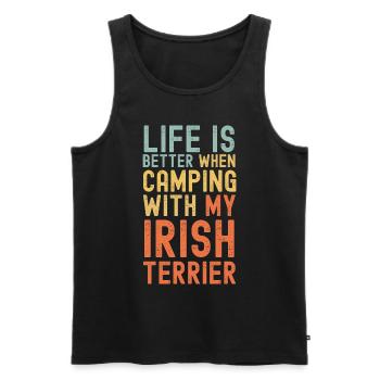 Irish-Terrier Camping rétro vintage - Débardeur bio Premium Homme - noir - Devant - Michal (187cm)