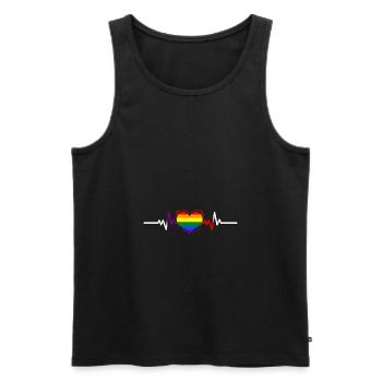 LGBT Heartbeat Gay Pride - Men's Premium Organic Tank Top - black - Front - AI Model Male 178 light (178cm)