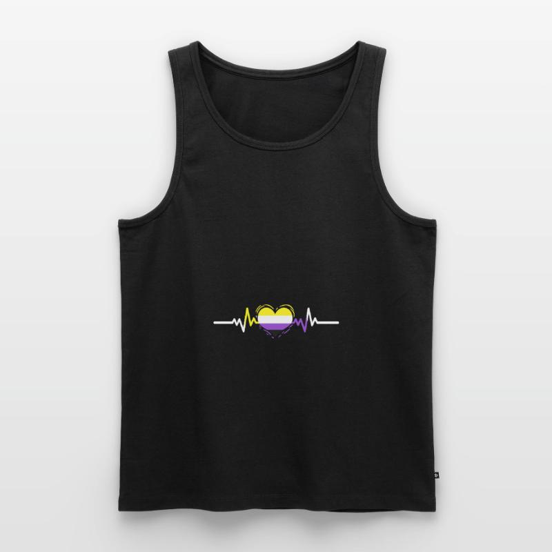 Nonbinary Pride Heartbeat Nonbinary Pride Débardeur bio Premium Homme