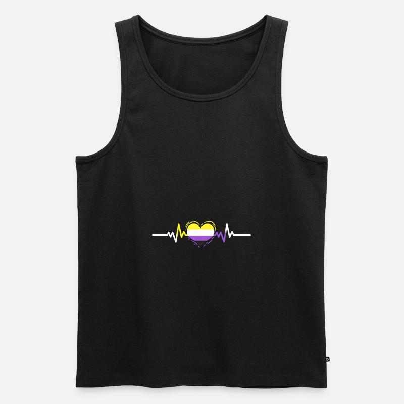 Nonbinary Pride Heartbeat Nonbinary Pride - Men's Premium Organic Tank Top - black