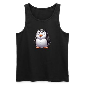 Skeptical Naughty Penguin Cartoon - Men's Premium Organic Tank Top - black - Front - AI Model Male 178 light (178cm)