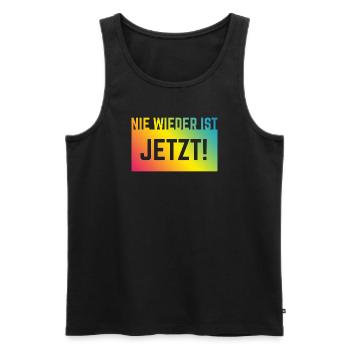 Plus jamais ça, c’est maintenant ! (Contre la droite / Arc-en-ciel) - Débardeur bio Premium Homme - noir - Devant - Michal (187cm)