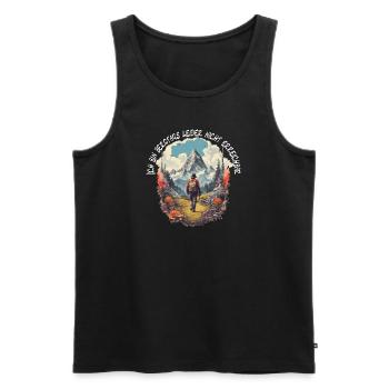 Wandern oder Klettern in den Bergen - Männer Premium Bio Tank Top - Schwarz - Vorne - AI Model Male 178 light (178cm)
