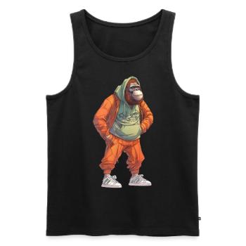 Streetart Orang-Utan Urban Rap Street Affe - Männer Premium Bio Tank Top - Schwarz - Vorne - Michal (187cm)