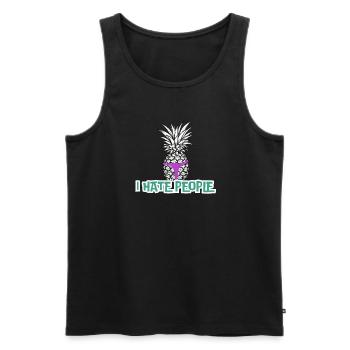 I Hate People Pineapple in Thong | Party - Men's Premium Organic Tank Top - black - Front - AI Model Male 178 light (178cm)
