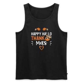 Happy Hello Thank Mas - Men's Premium Organic Tank Top - black - Front - Michal (187cm)