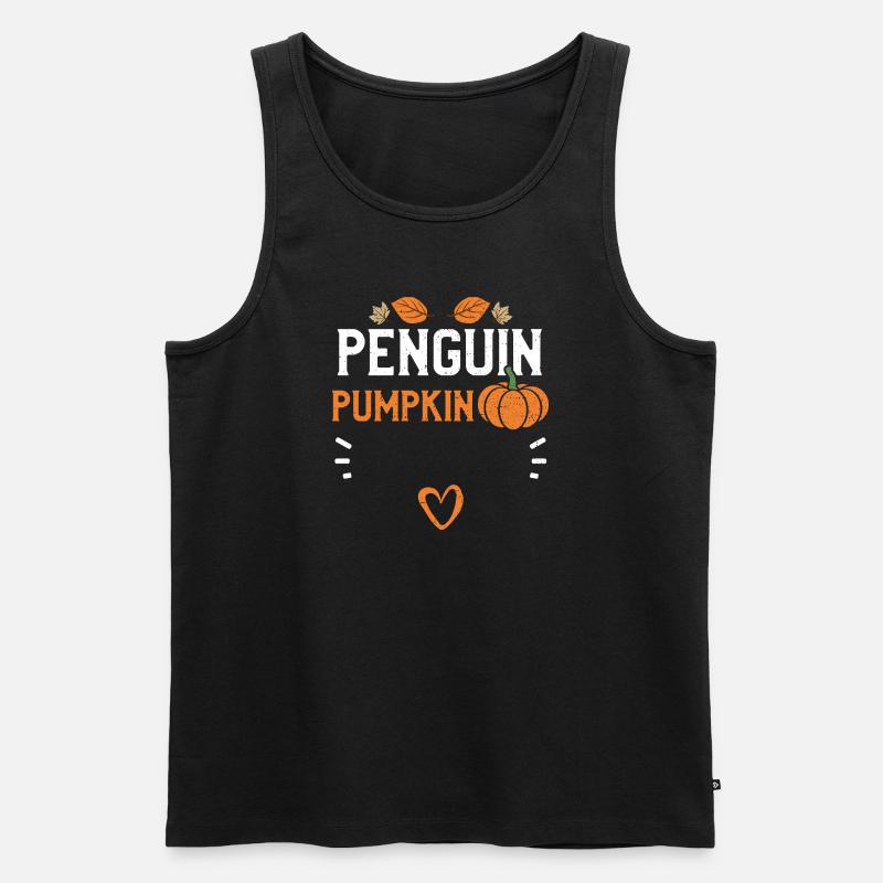 Penguin Pumpkin - Pumpkin - Männer Premium Bio Tank Top - Schwarz