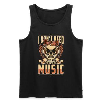 Musique, Passion, Amour, Disque - Débardeur bio Premium Homme - noir - Devant - Michal (187cm)