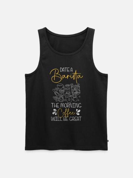 Kaffee Latte Macchiato Morgenmuffel - Männer Premium Bio Tank Top - Schwarz