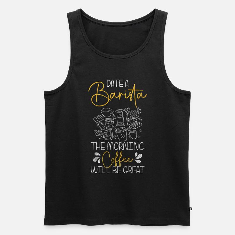 Kaffee Latte Macchiato Morgenmuffel - Männer Premium Bio Tank Top - Schwarz
