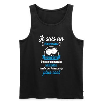 parrain bouliste, cadeau bouliste, pétanque - Débardeur bio Premium Homme - noir - Devant - Michal (187cm)