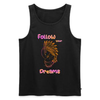 Folge deinen Träumen - Männer Premium Bio Tank Top - Schwarz - Vorne - AI Model Male 178 light (178cm)