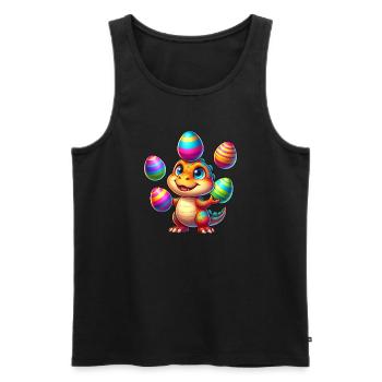 Ostern Dino T-Rex jongliert bunte Ostereier - Männer Premium Bio Tank Top - Schwarz - Vorne - AI Model Male 178 light (178cm)