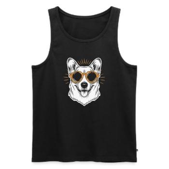 Cool Corgi with Sunglasses Funny Dog Corgi Lover - Men's Premium Organic Tank Top - black - Front - Michal (187cm)