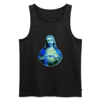 Nuit étoilée Jesus van Gogh Jesus Christ Jesus - Débardeur bio Premium Homme - noir - Devant - AI Model Male 178 light (178cm)