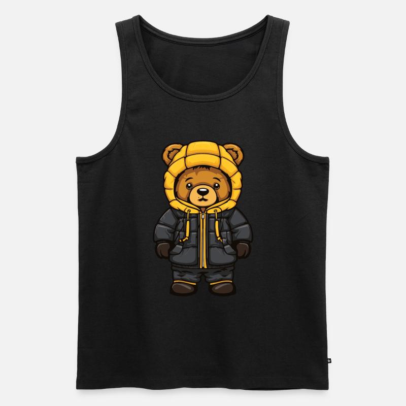 Bär Winter Comic Niedlich - Männer Premium Bio Tank Top - Schwarz