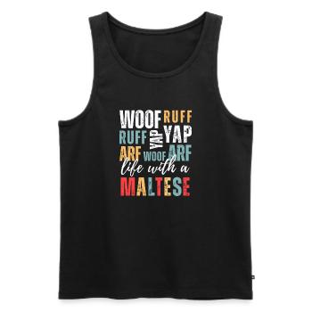 La vie avec un bichon maltais – Funny Bark Sounds Dog Lover - Débardeur bio Premium Homme - noir - Devant - AI Model Male 178 light (178cm)