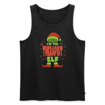 Therapeut Weihnachtself - Männer Premium Bio Tank Top - Schwarz - Vorne - AI Model Male 178 light (178cm)