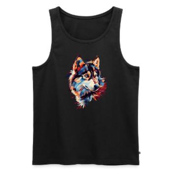 Husky Dog - Men's Premium Organic Tank Top - black - Front - AI Model Male 178 light (178cm)