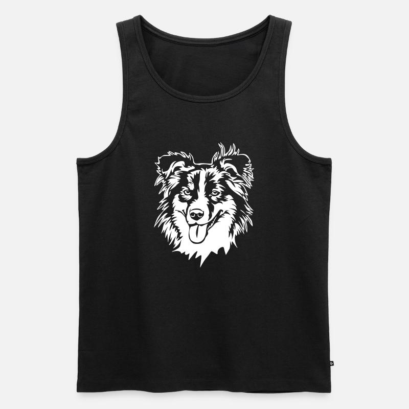 Australian Shepherd Kopf "Black Edition" - Männer Premium Bio Tank Top - Schwarz