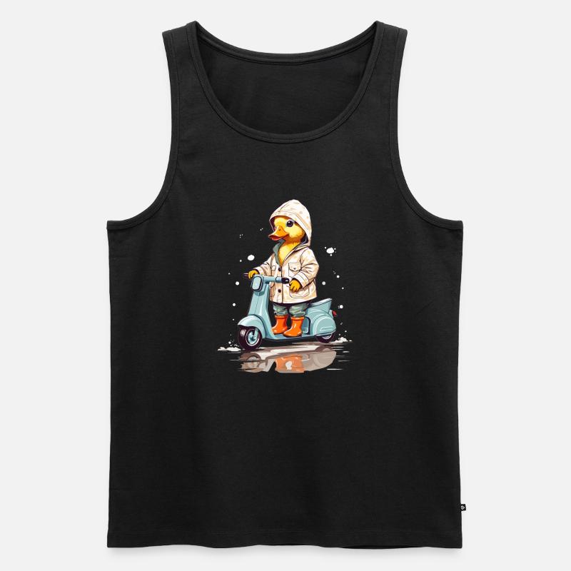 Ente mit Roller - Männer Premium Bio Tank Top - Schwarz