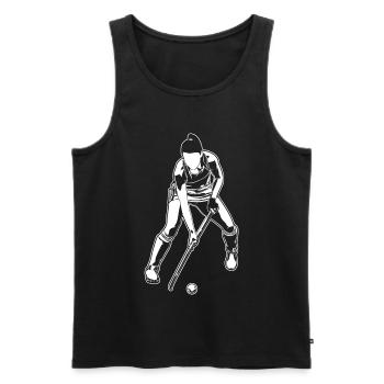 Hockey sur gazon Filles - Débardeur bio Premium Homme - noir - Devant - AI Model Male 178 light (178cm)