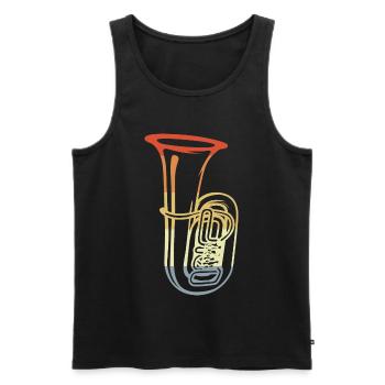 Dessin de tuba vintage - Débardeur bio Premium Homme - noir - Devant - Michal (187cm)