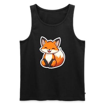 Renard mignon et heureux dans le style dessin animé - Débardeur bio Premium Homme - noir - Devant - AI Model Male 178 light (178cm)