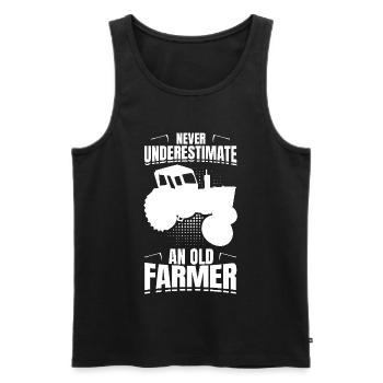 Never underestimate an old farmer - Men's Premium Organic Tank Top - black - Front - Michal (187cm)