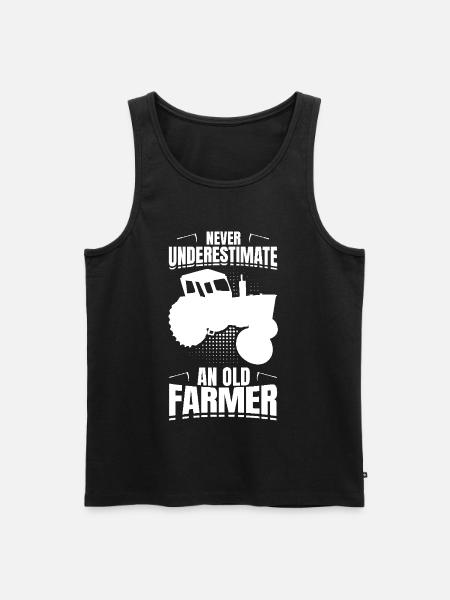 Never underestimate an old farmer - Men's Premium Organic Tank Top - black