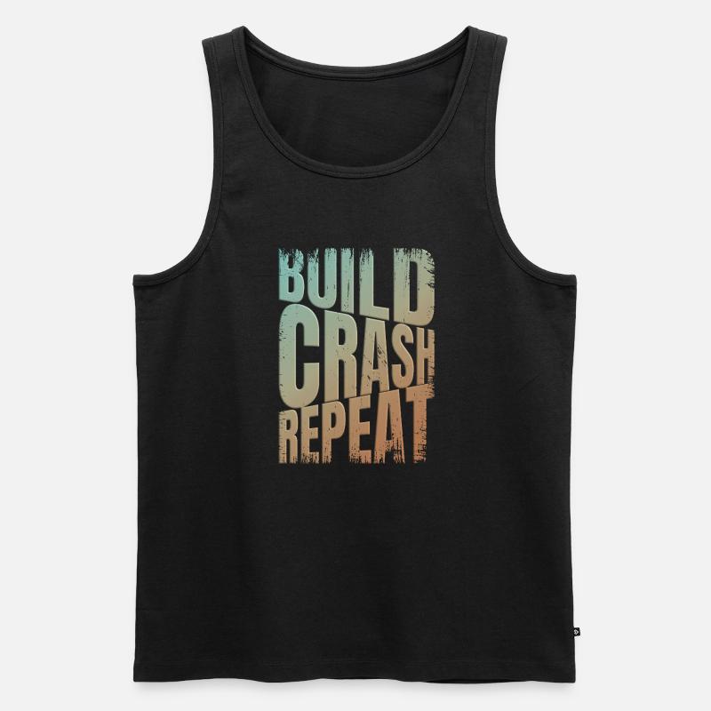 Drohne build crash repeat Spruch - Männer Premium Bio Tank Top - Schwarz