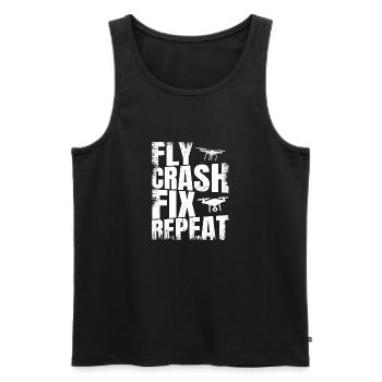 Fly_Crash_Fix_Repeat - Männer Premium Bio Tank Top - Schwarz - Vorne - AI Model Male 178 light (178cm)