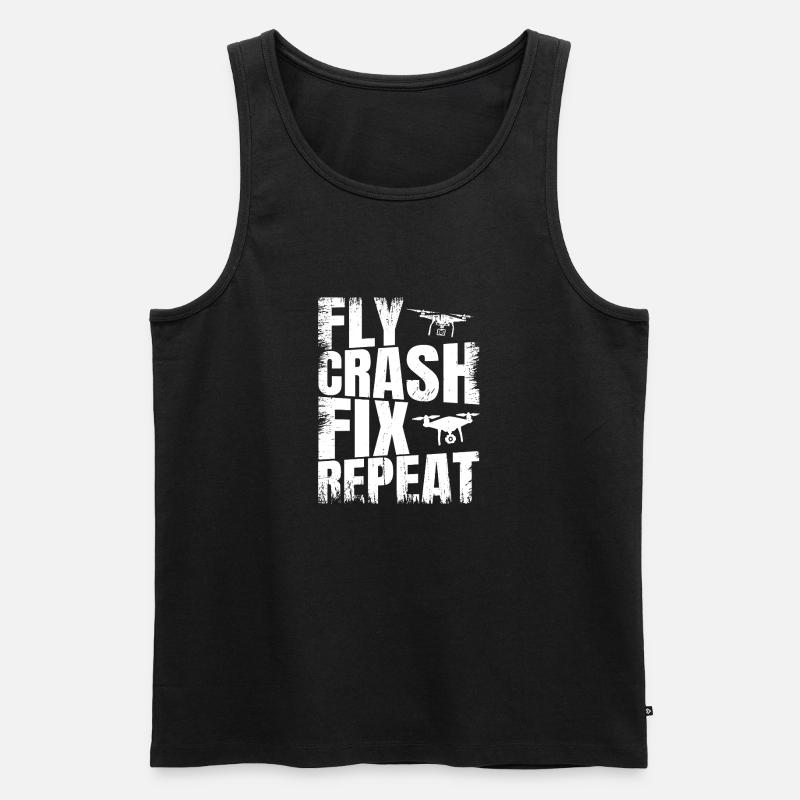 Fly_Crash_Fix_Repeat - Männer Premium Bio Tank Top - Schwarz