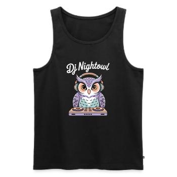 DJ Nightowl owl with headphones at the mixer - Men's Premium Organic Tank Top - black - Front - AI Model Male 178 light (178cm)