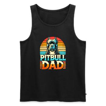 Pitbull Papa Retro Sonnenuntergang, Hund Vater - Männer Premium Bio Tank Top - Schwarz - Vorne - AI Model Male 178 light (178cm)