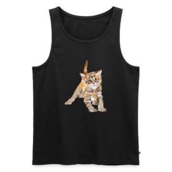 Blue-eyed watercolor kitten - Men's Premium Organic Tank Top - black - Front - Michal (187cm)