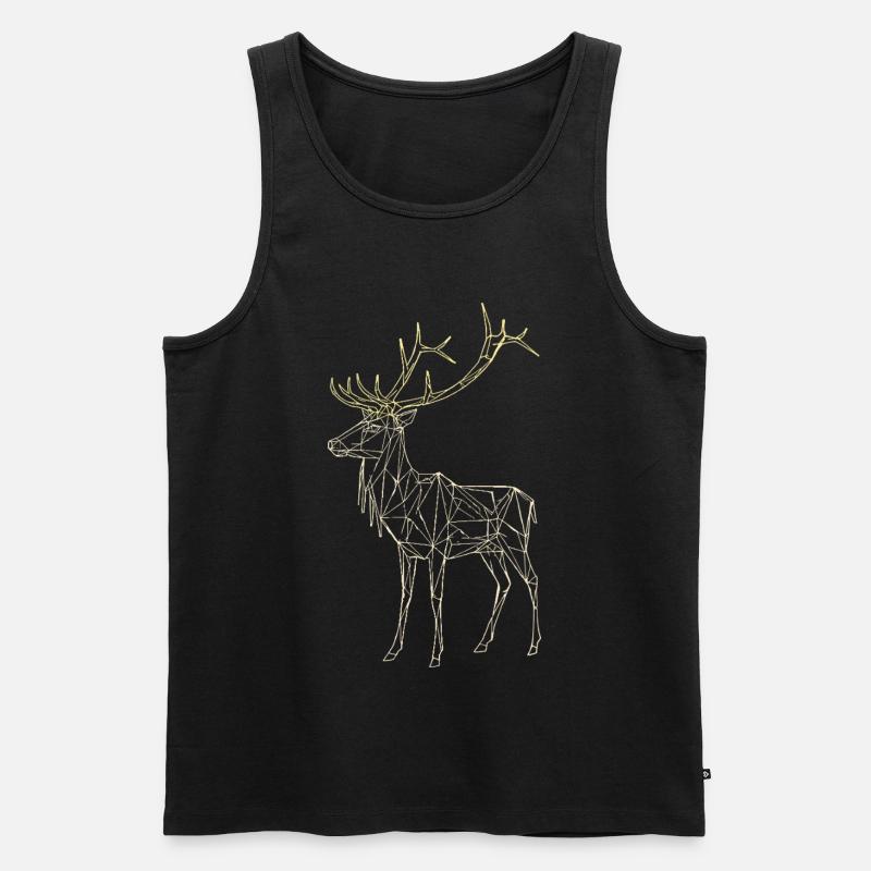 Polygon Hirsch - Geometrischer Winter - Männer Premium Bio Tank Top - Schwarz