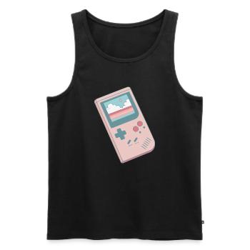 Pastel retro console table - Men's Premium Organic Tank Top - black - Front - AI Model Male 178 light (178cm)