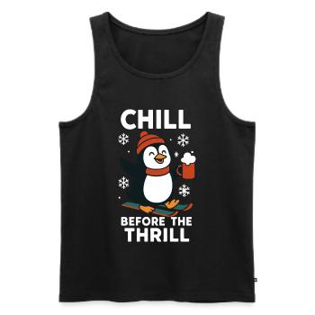 Chill Before The Thrill Penguin Snow christmas Fun - Men's Premium Organic Tank Top - black - Front - Michal (187cm)