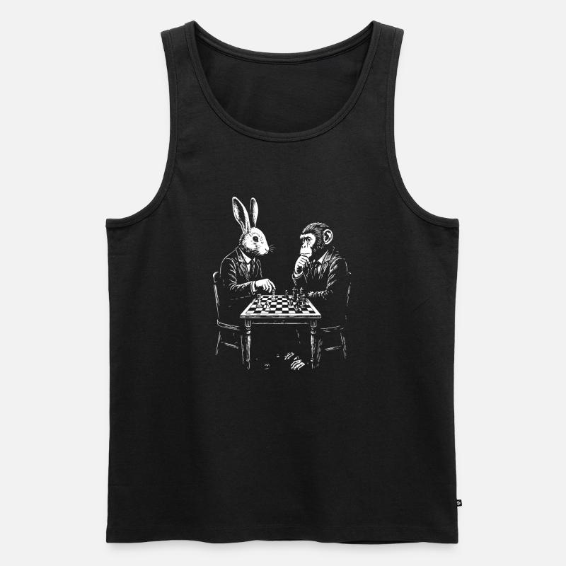 Rabbit and Monkey Chess Duel - Men's Premium Organic Tank Top - black
