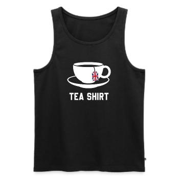 Tea Shirt – Calm Teacup Pun - Men's Premium Organic Tank Top - black - Front - AI Model Male 178 light (178cm)