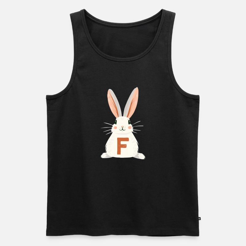 F -Buchstabe - Hase - Personalisierbar - Männer Premium Bio Tank Top - Schwarz