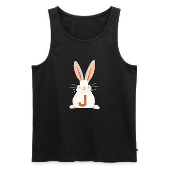 J - Lettre - Lapin - Personnalisable - Débardeur bio Premium Homme - noir - Devant - Michal (187cm)