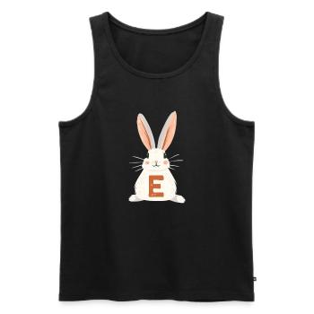 E -Buchstabe - Hase - Personalisierbar - Männer Premium Bio Tank Top - Schwarz - Vorne - AI Model Male 178 light (178cm)