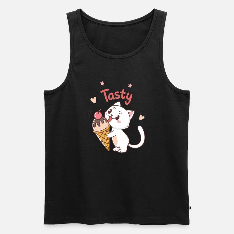 Leckere Eiscreme-Gourmetkatze - Männer Premium Bio Tank Top - Schwarz
