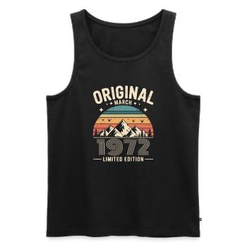 Vintage Born in March 1972 Original 54 years ago - Men's Premium Organic Tank Top - black - Front - AI Model Male 178 light (178cm)