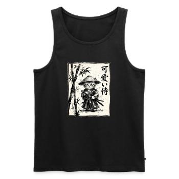 Samurai Cat Sumi-e Ink Drawing - Men's Premium Organic Tank Top - black - Front - AI Model Male 178 light (178cm)
