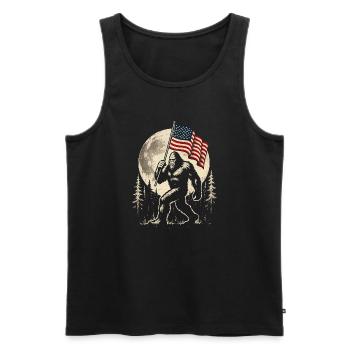 Bigfoot Lune Bigfoot patriotique drôle pour le 4e anniversaire - Débardeur bio Premium Homme - noir - Devant - Michal (187cm)